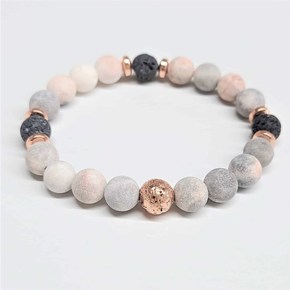 Pink Zebra Jasper Round Bead Bracelet 8mm