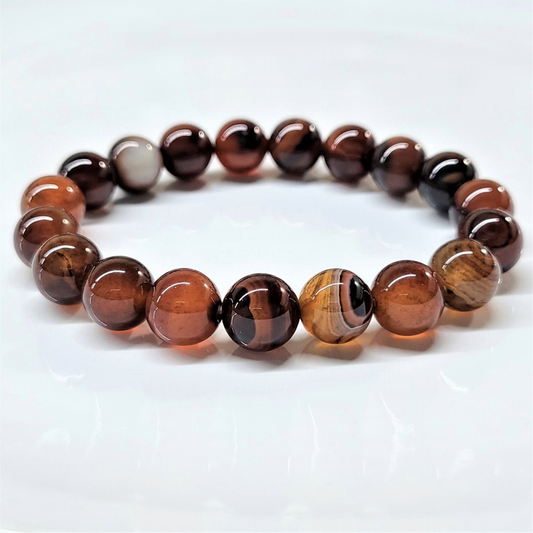 Red Agate Round Bead Bracelet