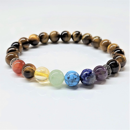 Tiger Eye Chakra Round Bead Bracelet 8mm - Stone of Balance & Bold Action