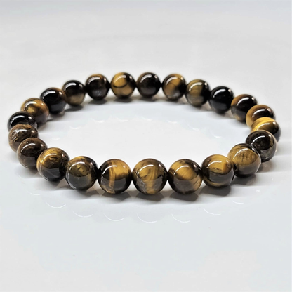 Tiger Eye Round Bead Bracelet - Stone of Balance & Bold Action