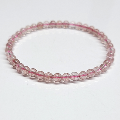 Strawberry Quartz Round Bead Bracelet - Stone of Love & Joyful Blessings