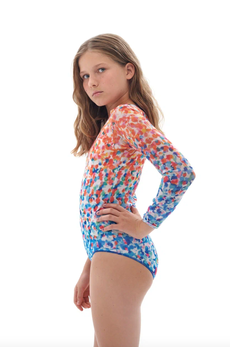 KID's girl's  One-piece swimsuit with sleeves CONFETTI