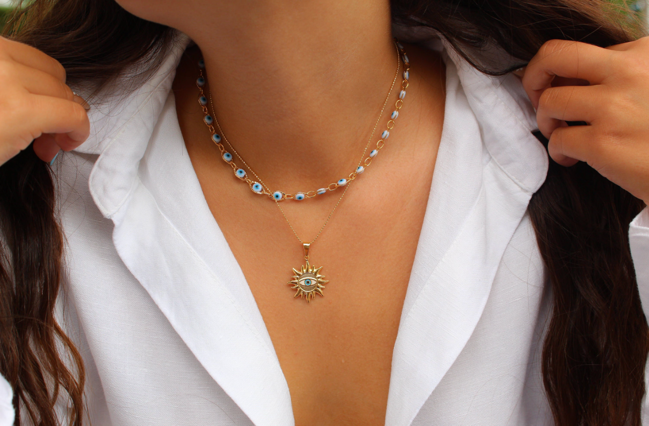 Sapphire Evil Eye Necklaces Choker