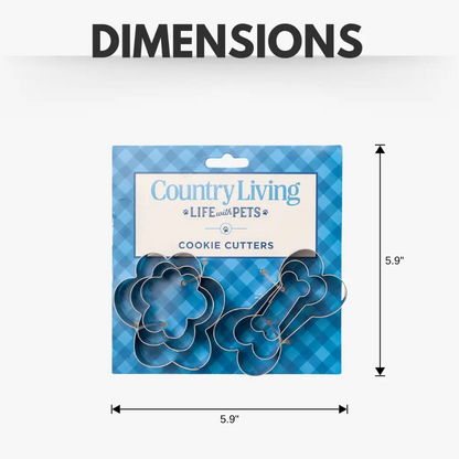 Country Living 6-Piece Stainless Steel Cookie Cutter Set (3 Paw-Shaped, 3 Bone-Shaped)