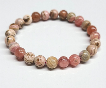 Rhodochrosite Round Bead Bracelet