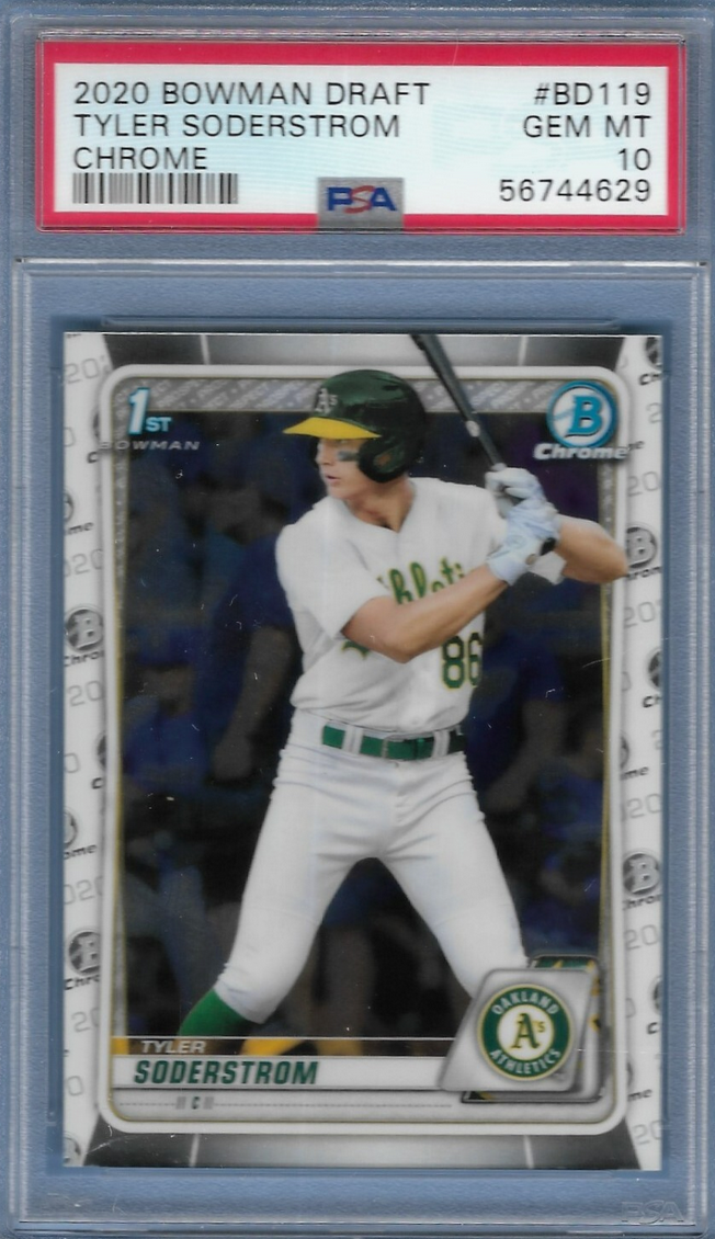 Graded 2020 Topps Bowman Draft Tyler Soderstrom #BD119 Chrome Rookie RC Baseball Card PSA 10 Gem Mint