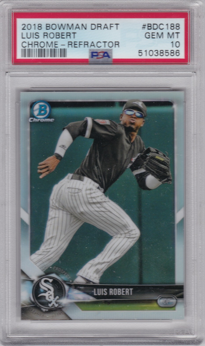 Graded 2018 Topps Bowman Draft Luis Robert #BDC188 Chrome Refractor Baseball Card PSA 10 Gem Mint