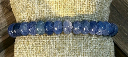 Blue Agate Intuition & Serenity Bracelet – Faceted Rondelle Beads (Small to Medium Wrists)