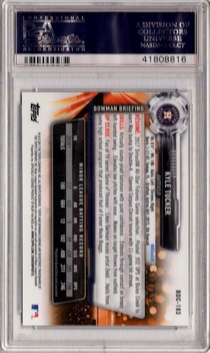 Graded 2017 Topps Bowman Draft Kyle Tucker #BDC183 Chrome Purple Refractor /250 Rookie RC Baseball Card PSA 10 Gem Mint