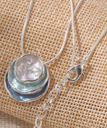Geometric Beach Vibes Charm Necklace – Gold or Blue Tone Options 🌊✨