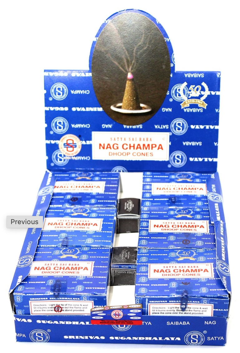 Incense Cones - Nag Champa Dhoop Cones - Satya Sai Baba