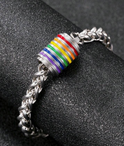 🌈 Stainless Steel Rainbow Charm Bracelet – LGBTQ+ Pride Jewelry