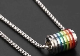 🌈 Pride Barrel Necklace – Stainless Steel LGBTQ+ Jewelry (Silver Tone or Black Tone)