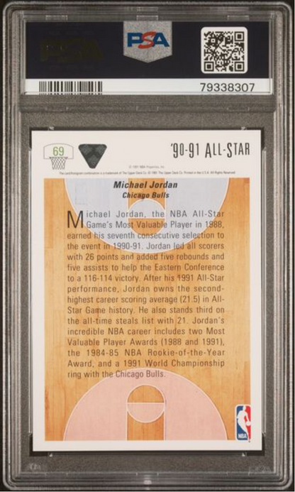 Graded 1991 Upper Deck Michael Jordan #69 Basketball Card PSA 10 Gem Mint