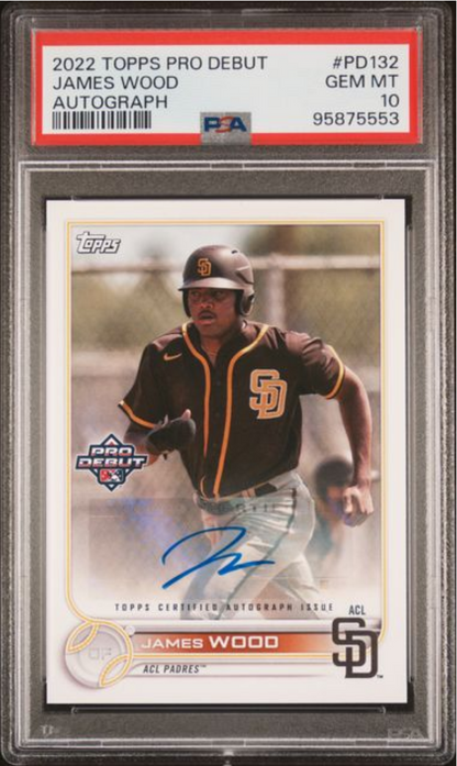 Graded 2022 Topps Pro Debut James Wood #PD132 Autograph Rookie RC Baseball Card PSA 10 Gem Mint