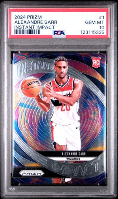 Graded 2024 Panini Prizm Alexandre Sarr #1 Instant Impact Rookie RC Basketball Card PSA 10 Gem Mint
