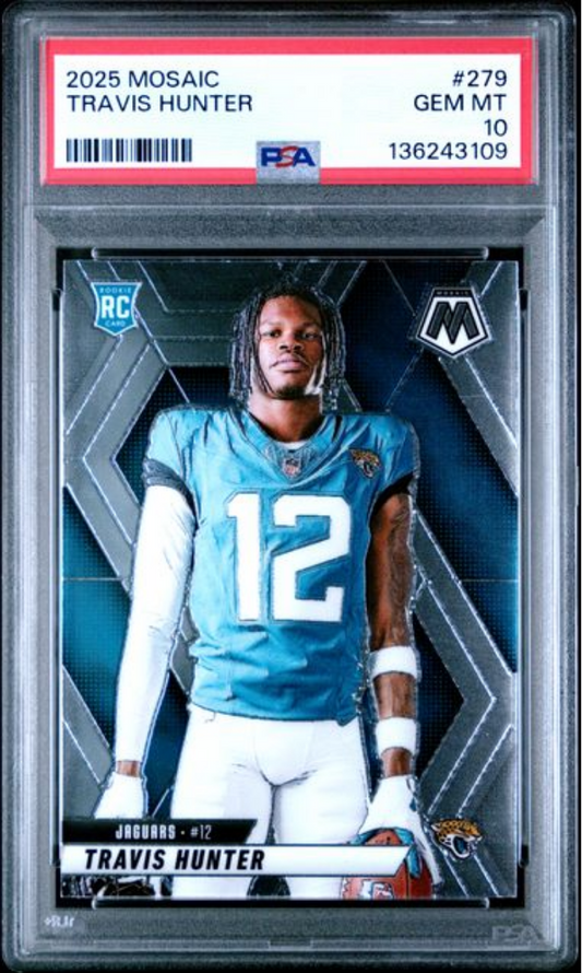 Graded 2025 Panini Mosaic Travis Hunter #279 Rookie RC Football Card PSA 10 Gem Mint