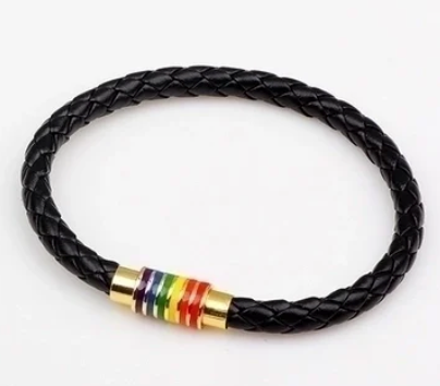 Pride Faux Leather Unisex Bracelet – Choice of Silver or Gold Tone Finish on Brown or Black Leather