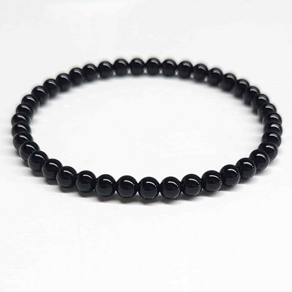 Black Tourmaline Round Bead Bracelet - Energy Filter