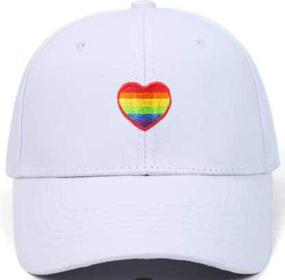 🌈 Pride Heart Embroidered Baseball Cap – Unisex Adjustable Hat (Lots of Color Choices!)