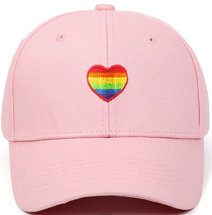 🌈 Pride Heart Embroidered Baseball Cap – Unisex Adjustable Hat (Lots of Color Choices!)