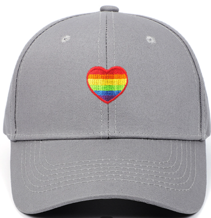 🌈 Pride Heart Embroidered Baseball Cap – Unisex Adjustable Hat (Lots of Color Choices!)