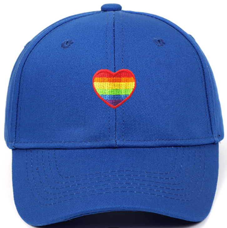 🌈 Pride Heart Embroidered Baseball Cap – Unisex Adjustable Hat (Lots of Color Choices!)