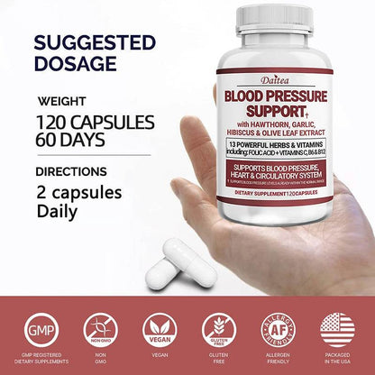 Blood Pressure Support Supplement - Supports Fat Metabolism, Blood Circulation, Healthy Brain, Heart, Blood Vessels