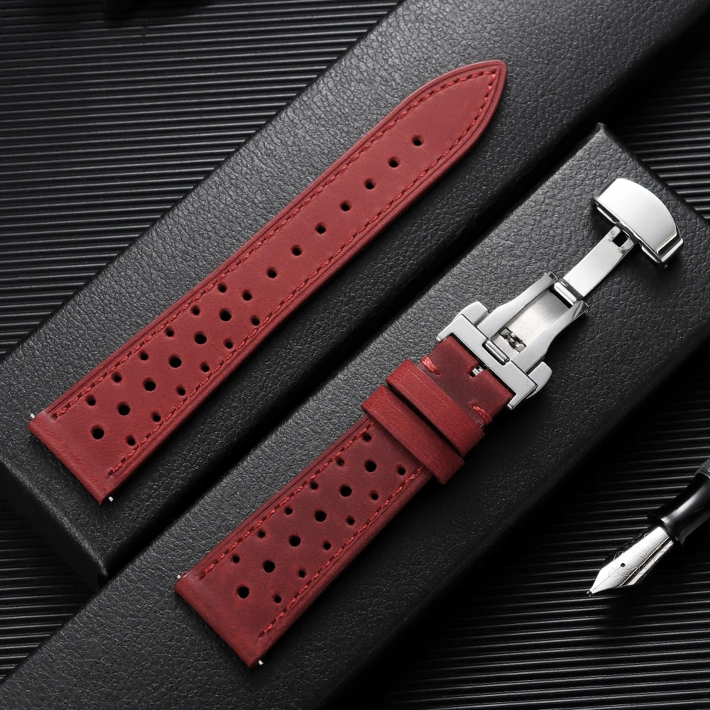 Samsung Galaxy Watch 7, 6, 5, 4 & FE Perforated Racing Leather Band