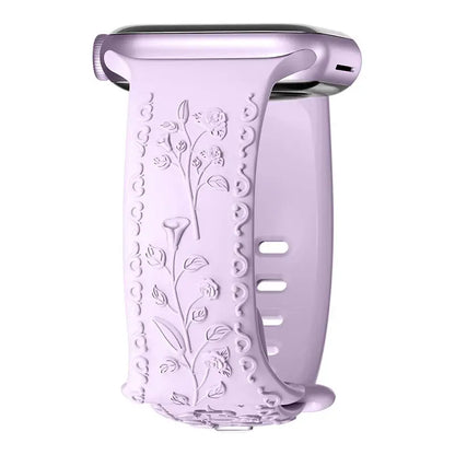 Apple Watch Silicone Band - Floral Engraved - Stylish Design