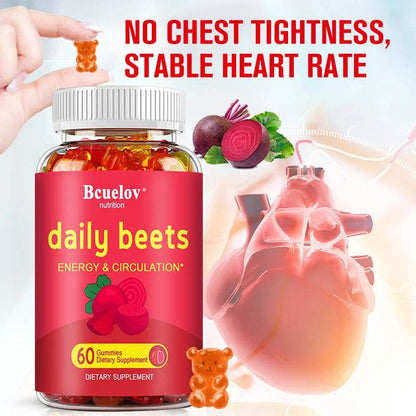 Beetroot Gummies - with Grapeseed and Anthocyanins - Energy, Circulation and Heart Health, Blood Pressure Support, Antioxidants
