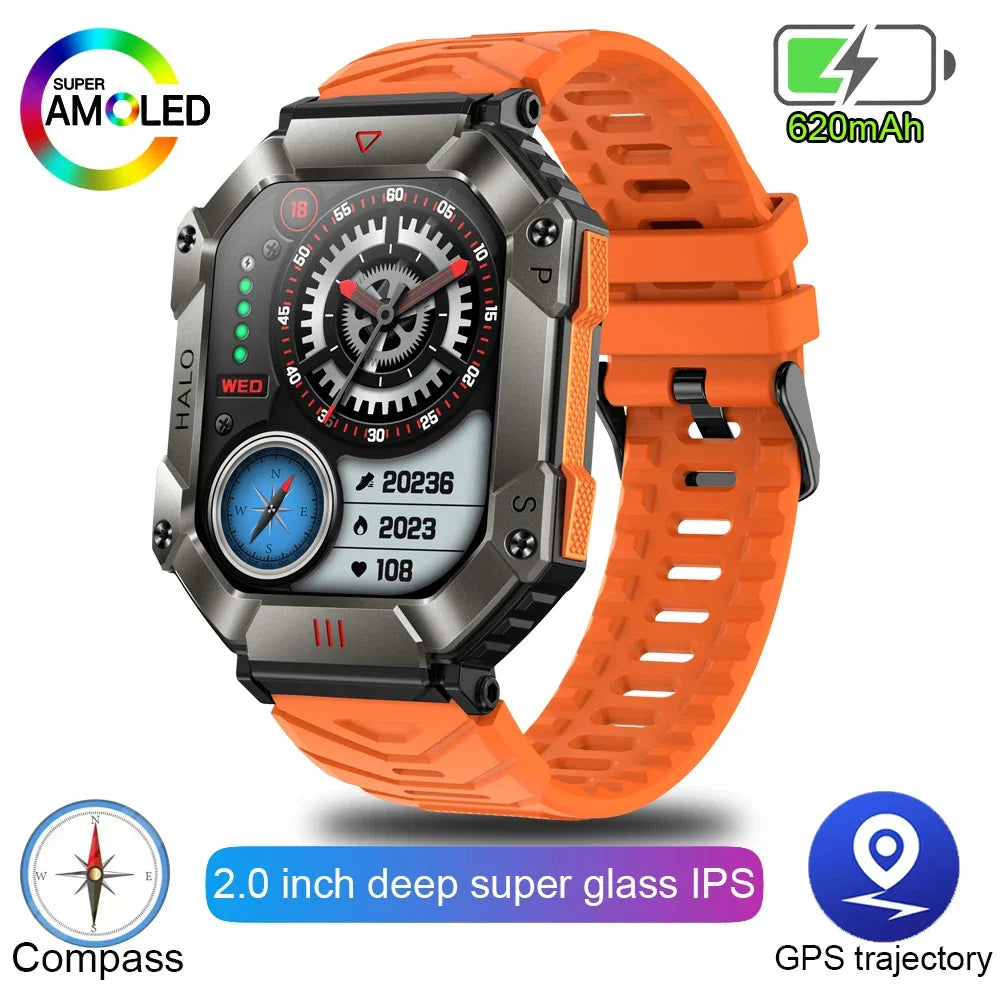 2024 New Outdoor Sports Smart Watch Altitude Pressure Compass Heart Rate Blood Oxygen Monitoring Bluetooth Call Smartwatches ﻿