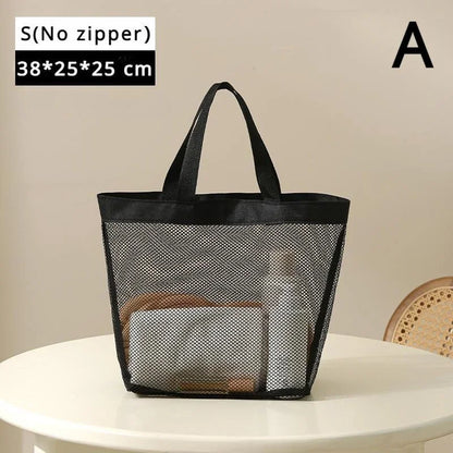 Mesh Portable Storage Bag Hanging Shower Toiletry Bag Bathroom Accessories Capacity for Beach,Swimming,Gym, Travel Essentials