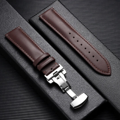 Samsung Galaxy Watch 7, 6, 5, 4 & FE Leather Band with Butterfly Clasp