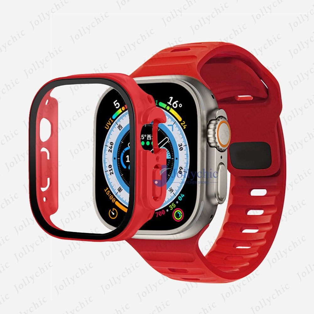Silicone Sport Band+Case for Apple Watch Ultra Band Case Strap
