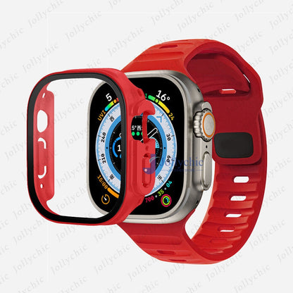 Silicone Sport Band+Case for Apple Watch Ultra Band Case Strap