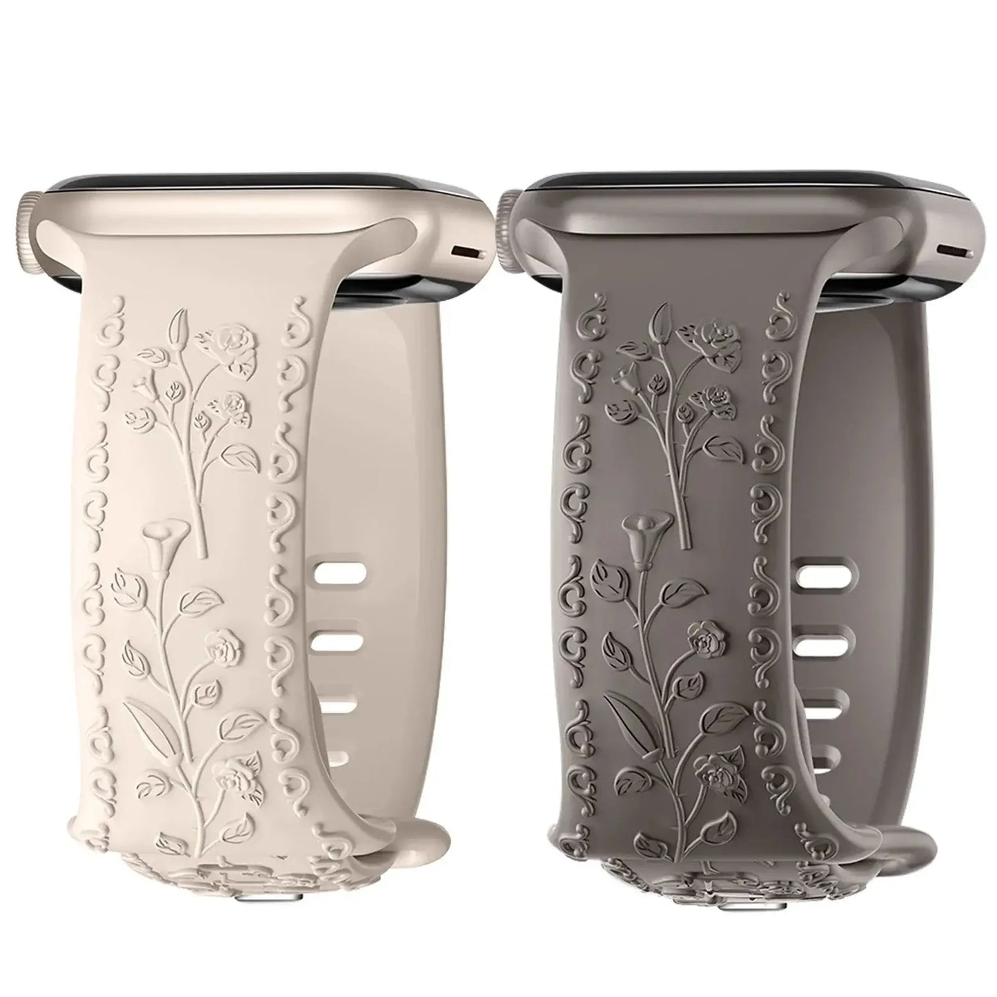 Apple Watch Silicone Band - Floral Engraved - Stylish Design