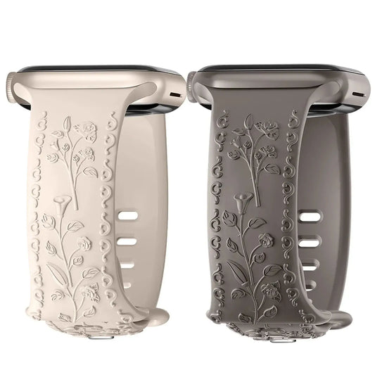 Apple Watch Silicone Band - Floral Engraved - Stylish Design