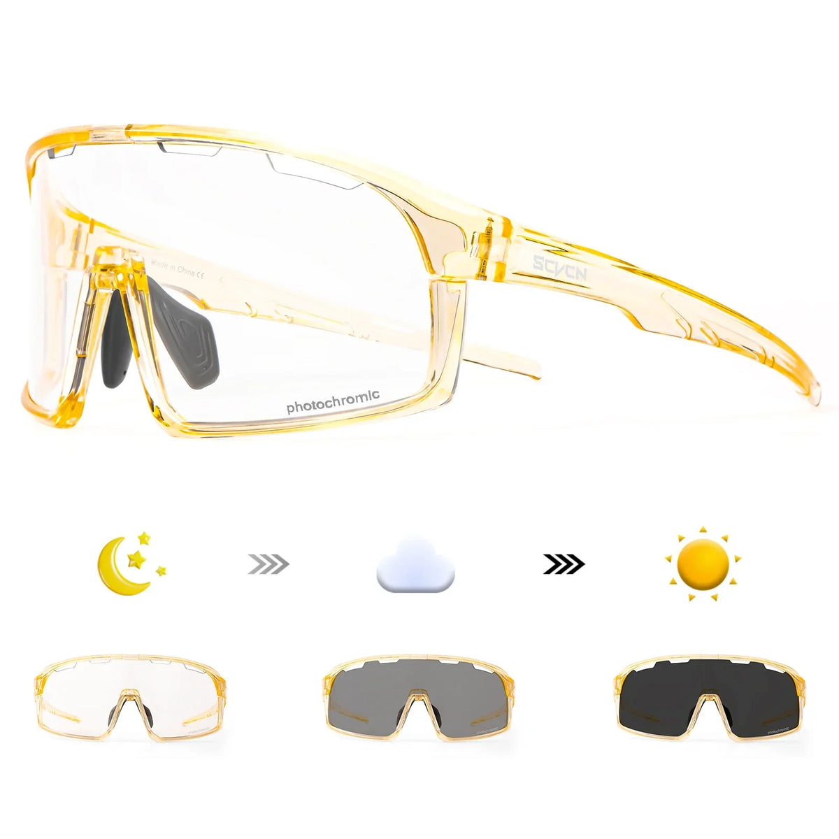 SCVCN Men Outdoor Sports Glasses Photochromic Sunglasses Bicycle Cycling Glasses Women Driving Bike Eyewear UV400 Hiking Goggles