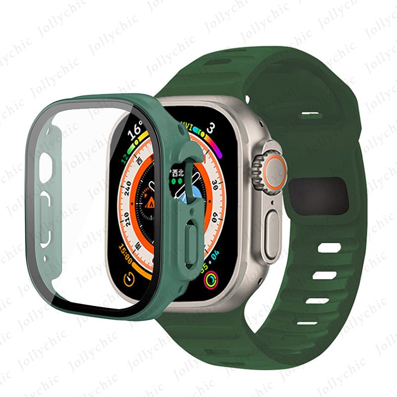 Silicone Sport Band+Case for Apple Watch Ultra Band Case Strap