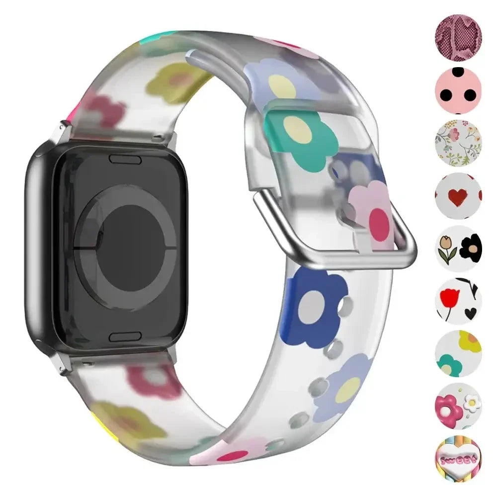 Apple Watch Patterned & Clear Silicone Band with Buckle