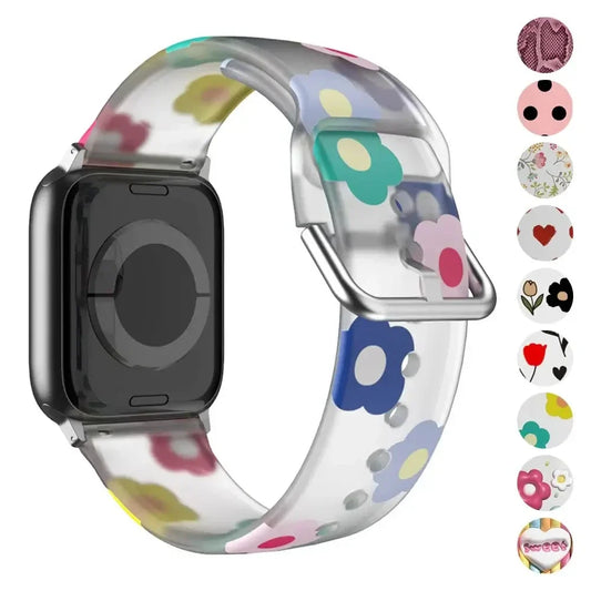 Patterned & Clear Apple Watch Band with Buckle