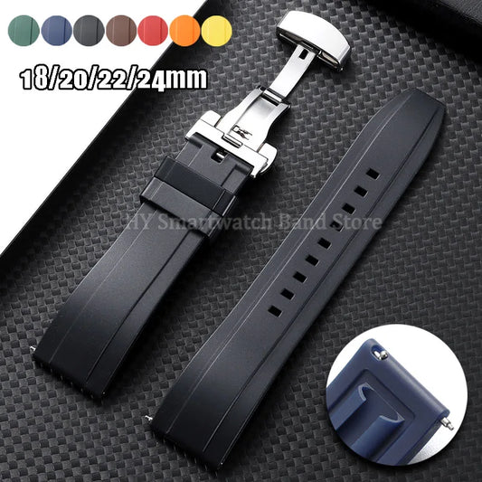 Samsung Galaxy Watch 7, 6, 5, 4 & FE Silicone Band with Butterfly Clasp