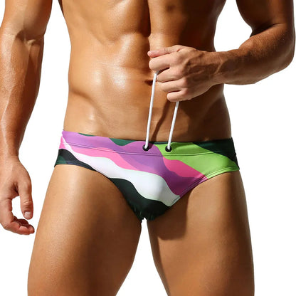 SEOBEAN Men's Swim Shorts Low-Waist Quick-Dry