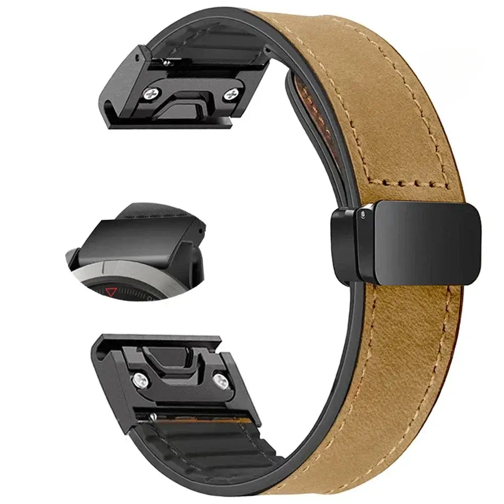 Garmin QuickFit 20/22/26mm Leather-Look Band with Magnetic Clasp