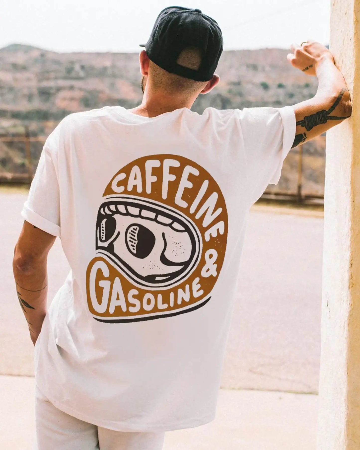 Caffeine & Gasoline Graphic Cotton T-shirt Unisex