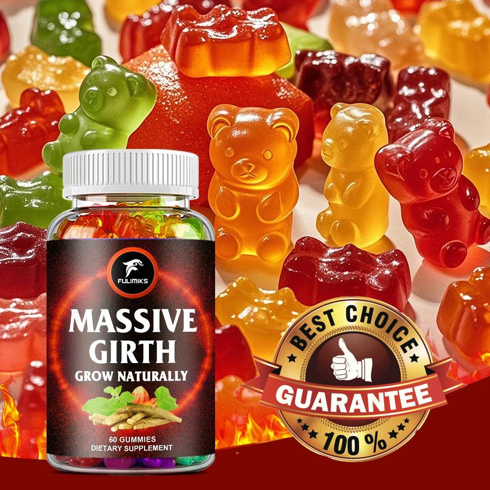 Massive Girth Men's Gummies High-Performance Extract - Energy, Stamina, Natural Grow Gummies