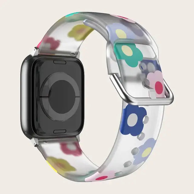 Apple Watch Patterned & Clear Silicone Band with Buckle
