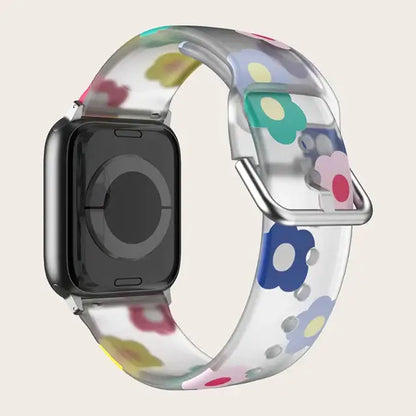 Apple Watch Patterned & Clear Silicone Band with Buckle