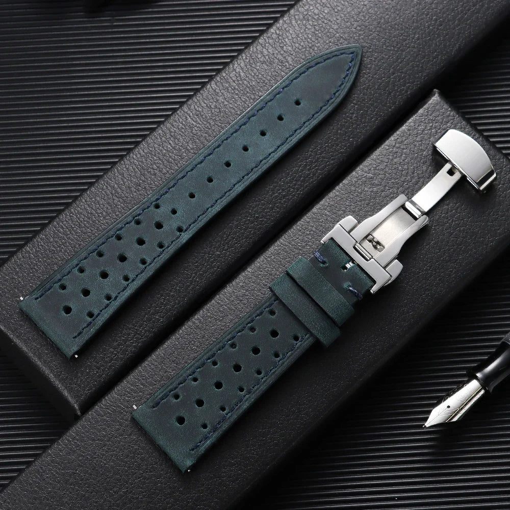 Samsung Galaxy Watch 7, 6, 5, 4 & FE Perforated Racing Leather Band